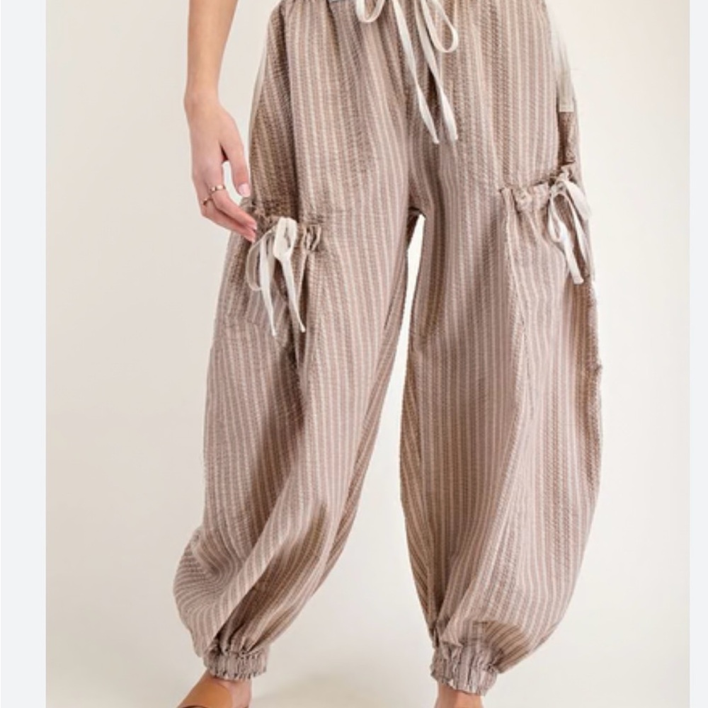 Brown/beige Striped Joggers - Coco (L)